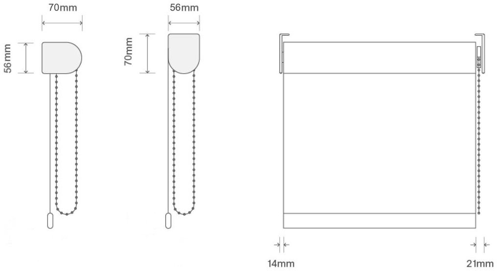 dimensions for roller blind on 40mm diameter tube